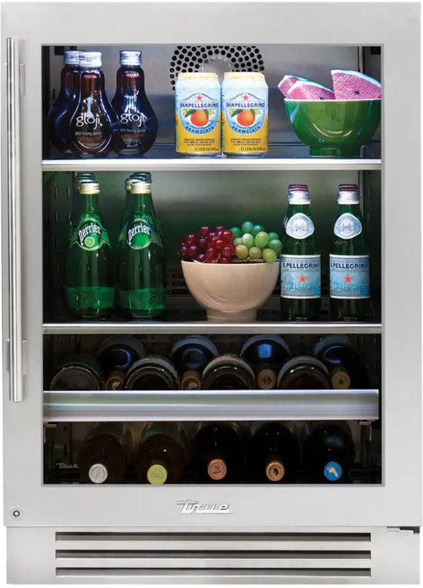True Residential 24 Inch Outdoor Beverage Center with Glass Door
