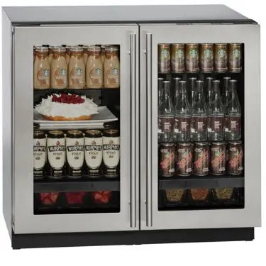 U-Line Glass Refrigerator 36" Dual Zone Lock Stainless Frame 115v
