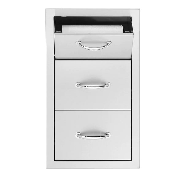 Summerset 17 Inch Vertical 2-Drawer & Paper Towel Holder Combo Masonry