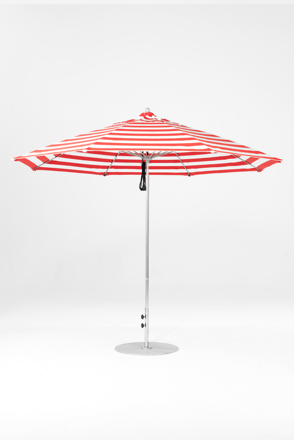 864FM-012 Red Stripe-Brushed Silver