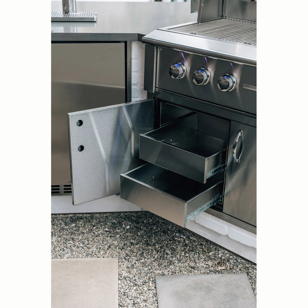 TrueFlame 36 Inch 2-Drawer Dry Storage Pantry & Enclosed Cabinet Combo