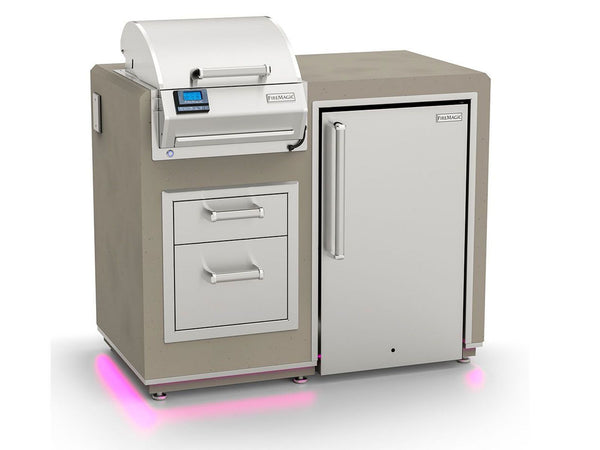 Fire Magic 36 x 44 Inch Electric Grill Island Bundle with Refrigerator & Double Drawers