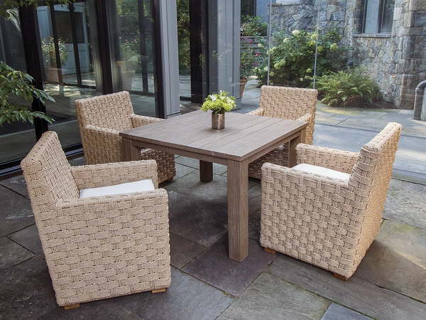 Kingsley Bate Sierra Eco-Teak 39.5 Inch Wide Square Dining Table with Umbrella Hole