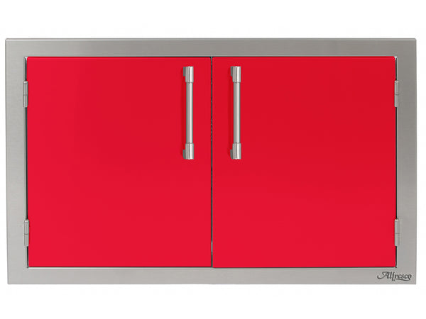 Alfresco 30 Inch Double Access Doors-Red Gloss