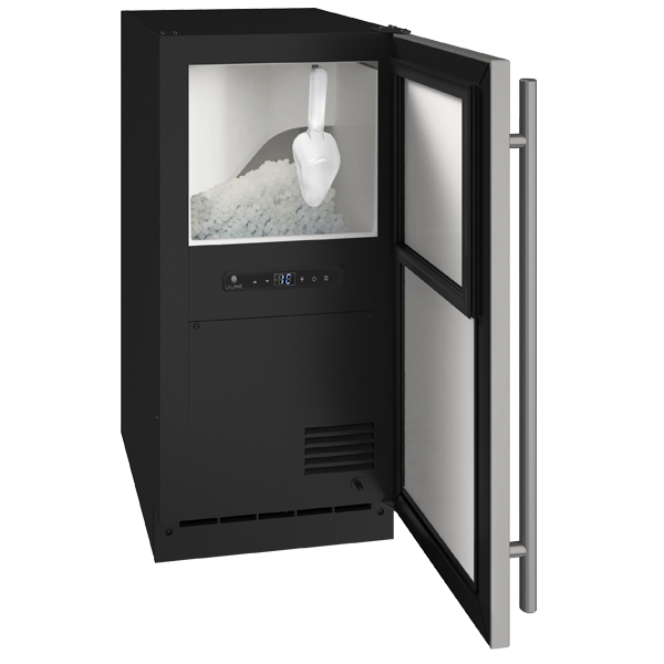 U-Line Nugget Ice 15” Reversible Hinge Stainless Solid 115v