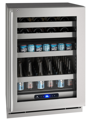 U-Line Beverage Center 24" Dual Zone Lock Right Hinge Stainless Frame 115v