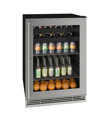 U-Line Beverage Center 24" Lock Reversible Hinge Stainless Frame 115v