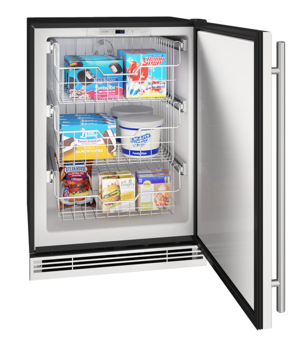 U-Line Convertible Freezer 24" Reversible Hinge Stainless Solid 115v