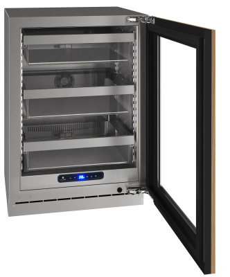 U-Line Glass Refrigerator 24" Reversible Hinge Integrated Frame 115v