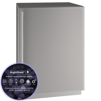 U-Line Solid Refrigerator 24" Reversible Hinge Stainless Solid 115v BrightShield
