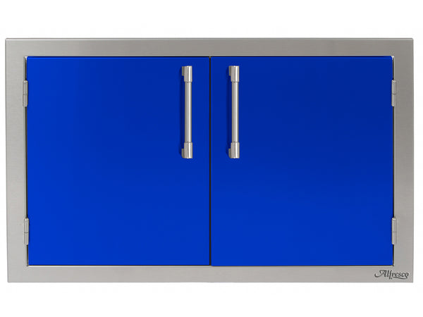 Alfresco 30 Inch Double Access Doors-Blue Gloss
