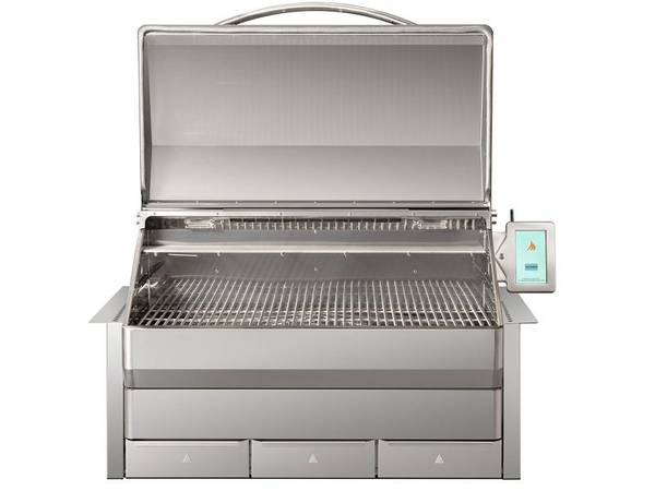 Smart Wi-Fi controlled built-in pellet grill stainless steel finish