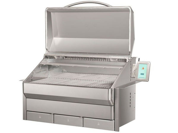 Smart Wi-Fi controlled built-in pellet grill stainless steel finish