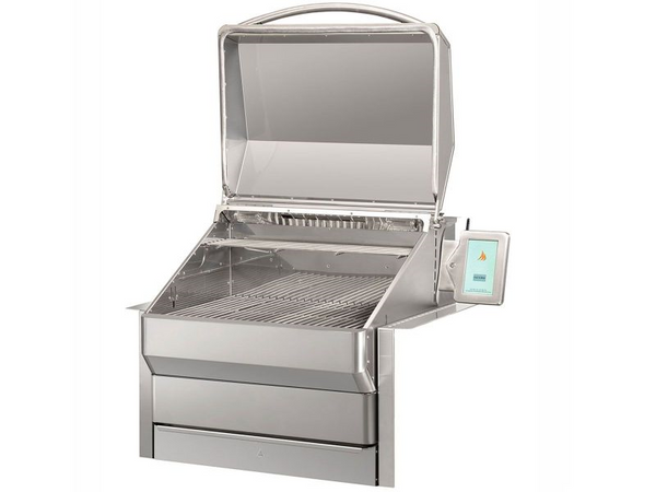 Luxury built-in pellet grill with digital Wi-Fi control panel