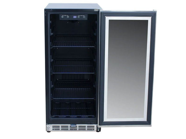 Summerset 15 Inch Outdoor Refrigerator with Glass Door and Lock