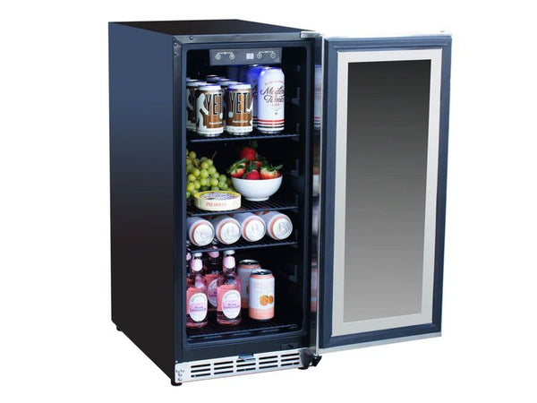 Summerset 15 Inch Outdoor Refrigerator with Glass Door and Lock
