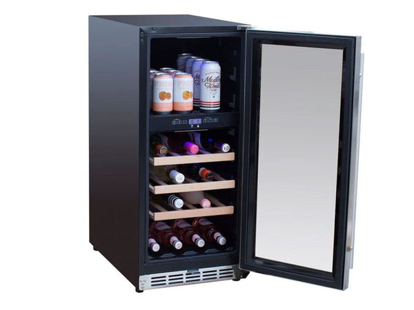 Summerset 15 Inch Outdoor Dual Zone Wine Cooler with Glass Door and Lock