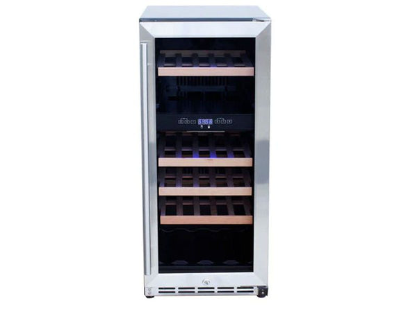 Summerset 15 Inch Outdoor Dual Zone Wine Cooler with Glass Door and Lock