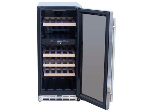 Summerset 15 Inch Outdoor Dual Zone Wine Cooler with Glass Door and Lock