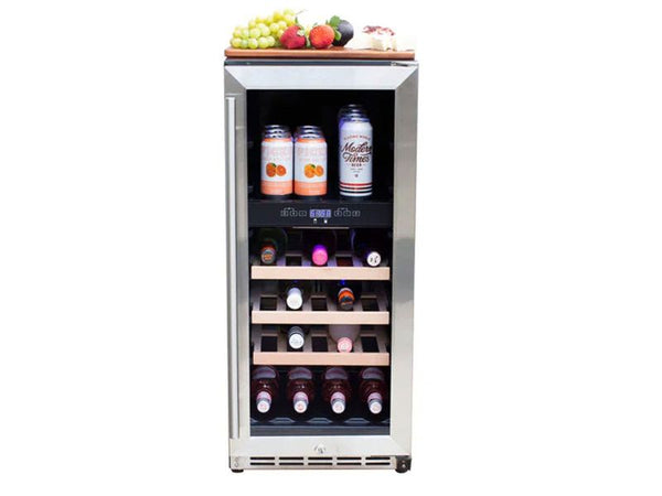 Summerset 15 Inch Outdoor Dual Zone Wine Cooler with Glass Door and Lock