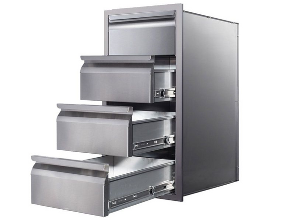 Memphis 15" Four Drawer Stack | Stainless Steel BBQ Storage