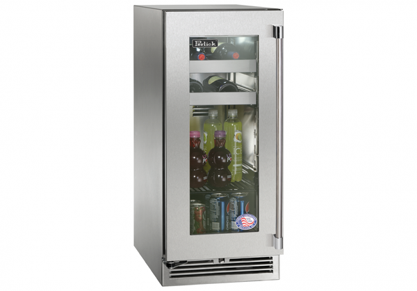 Perlick 15 Inch Outdoor Signature Series Beverage Center with Solid, Glass, Panel Ready Door and Lock