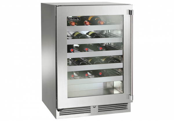 Perlick 24 Inch Indoor Wine Cooler with Solid, Glass, Panel Ready Door and Lock