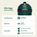 Green Egg barbecue with specifications on a beige background
