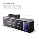 Mont Alpi 6-Burner Black Series Outdoor Kitchen Island With Extra Storage Cabinet And Corner Fridge Module