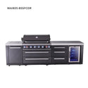 Mont Alpi 6-Burner Black Series Outdoor Kitchen Island With Extra Storage Cabinet And Corner Fridge Module