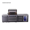 Mont Alpi 6-Burner Black Series Outdoor Kitchen Island With Extra Storage Cabinet And Corner Fridge Module