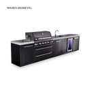 Mont Alpi 6-Burner Black Series Outdoor Kitchen Island With Beverage Center & XL Storage Cabinet