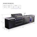 Mont Alpi 6-Burner Black Series Outdoor Kitchen Island With Beverage Center & XL Storage Cabinet