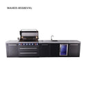 Mont Alpi 6-Burner Black Series Outdoor Kitchen Island With Beverage Center & XL Storage Cabinet