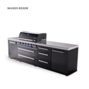 Mont Alpi 6-Burner Black Series Outdoor Kitchen Island With Extra Drawer Slides Cabinet