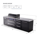 Mont Alpi 6-Burner Black Series Outdoor Kitchen Island With Extra Drawer Slides Cabinet