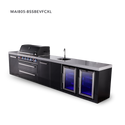 Mont Alpi 6-Burner Black Series Outdoor Kitchen Island With Beverage Center, Corner Fridge Module & Extra Storage Cabinet