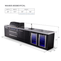 Mont Alpi 6-Burner Black Series Outdoor Kitchen Island With Beverage Center, Corner Fridge Module & Extra Storage Cabinet