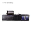Mont Alpi 6-Burner Black Series Outdoor Kitchen Island With Beverage Center, Corner Fridge Module & Extra Storage Cabinet