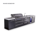 Mont Alpi 6-Burner Black Series Outdoor Kitchen Island With Beverage Center & Extra Drawer Slides Cabinet