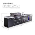 Mont Alpi 6-Burner Black Series Outdoor Kitchen Island With Beverage Center & Extra Drawer Slides Cabinet