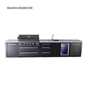 Mont Alpi 6-Burner Black Series Outdoor Kitchen Island With Beverage Center & Extra Drawer Slides Cabinet