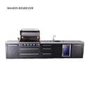 Mont Alpi 6-Burner Black Series Outdoor Kitchen Island With Beverage Center & Extra Drawer Slides Cabinet