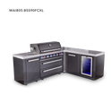 Mont Alpi 6-Burner L-Shaped Black Series Outdoor Kitchen Island With Extra Storage Cabinet And Corner Fridge Module