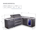 Mont Alpi 6-Burner L-Shaped Black Series Outdoor Kitchen Island With Extra Storage Cabinet And Corner Fridge Module