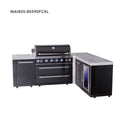 Mont Alpi 6-Burner L-Shaped Black Series Outdoor Kitchen Island With Extra Storage Cabinet And Corner Fridge Module