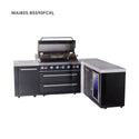 Mont Alpi 6-Burner L-Shaped Black Series Outdoor Kitchen Island With Extra Storage Cabinet And Corner Fridge Module