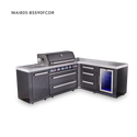 Mont Alpi 6-Burner L-Shaped Black Series Outdoor Kitchen Island With Corner Fridge & Extra Drawer Slides Cabinet