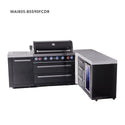 Mont Alpi 6-Burner L-Shaped Black Series Outdoor Kitchen Island With Corner Fridge & Extra Drawer Slides Cabinet