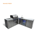 Mont Alpi 4-Burner Island With 90-Degree Corner And Beverage Center